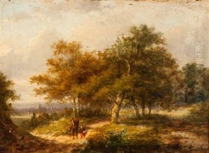 Countryfolk On A Forest Path by Jan Evert Morel the Younger