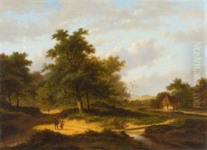 Wanderer In Einer Sonnigen Landschaft (+ Another; Pair)