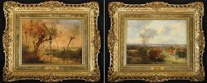 Visser Aan Een Riviertje (+ Landschap Met Rivier; Pair) by Jan Evert Morel the Younger