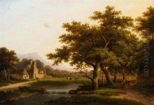 Hollands Landschap Met Wandelaars