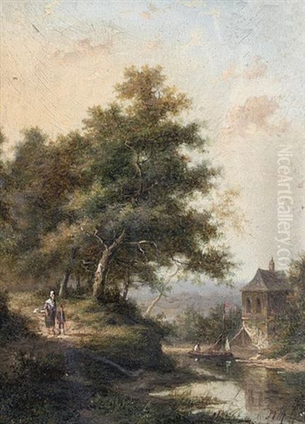 Figures On A Country Path - view 1