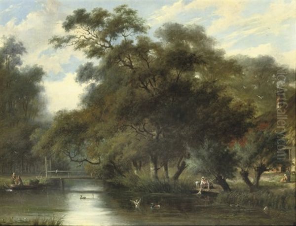 Washing The Laundry In A River - view 1