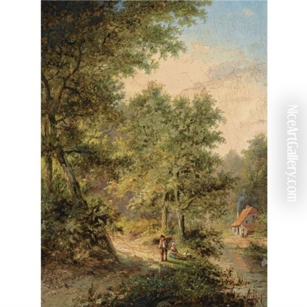 Travellers On A Forest Path - view 1