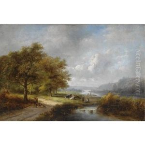 A Traveller In A Wooded Landscape A Traveller In A Wooded Landscape