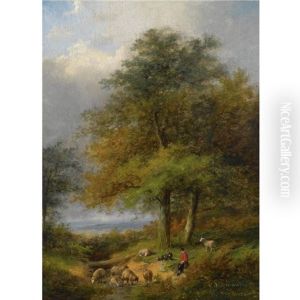 A Shepherd In A Forest Landscape (collab. W/franz Van Severdonck) A Shepherd In A Forest Landscape (collab. W/franz Van Severdonck)