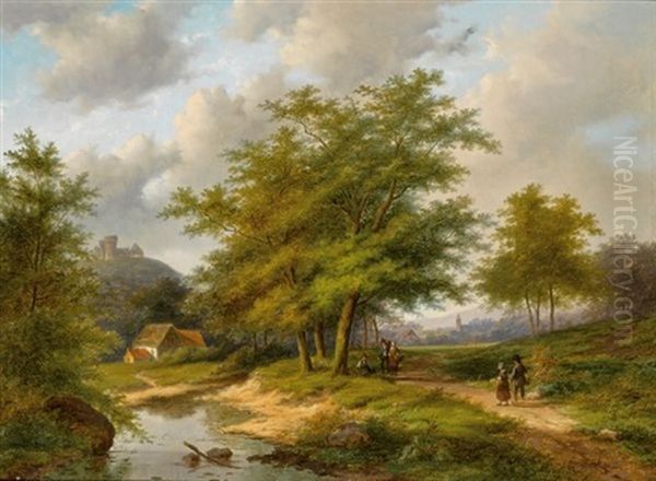 Travellers In A Sunlit Landscape - view 1