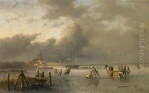 Eisvergnugen Vor Dem Dorfe by Jan Evert Morel the Younger