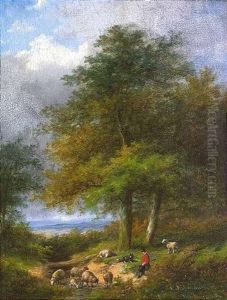 Sommerliche Landschaft Mit Schafhirte by Jan Evert Morel the Younger