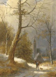 Gathering Wood In Winter by Jan Evert Morel the Younger