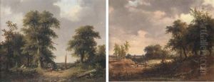 Loading A Vessel On A Dutch Waterway (+ A Shepherd With His Flock; 2 Works) by Jan Evert Morel the Younger