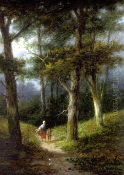 Figures In A Wooded Landscape (+ Another Similar; 2 Works) - view 1