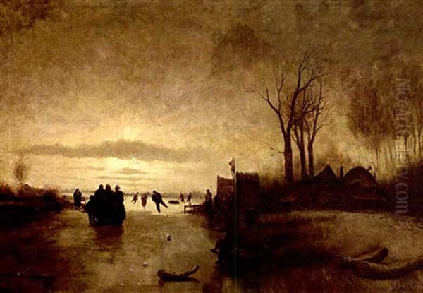 A Winter Landscape With Skaters Near A 'koek En Zopie' - view 1