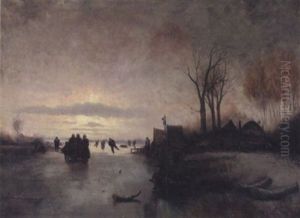 Eisvergnugen In Abendstimmung by Jan Evert Morel the Younger