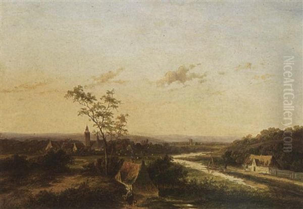 An Extensive Summer Landscape With A Town In The Background - view 1