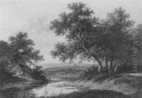Landschaft Mit Einem Bauernhaus An Einem Gewasser - view 1