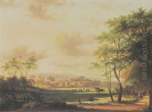Travellers In A Wooded Summer Landscape
