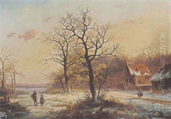 Conversing Figures On A Frozen Ditch - view 1