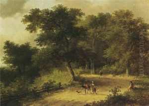 Travellers In A Wooded Summer Landscape by Jan Evert Morel the Younger