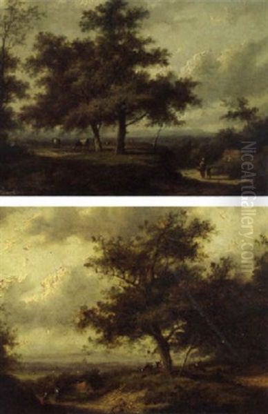 Forest Landscapes With Peasants On A Sandy Track - view 1