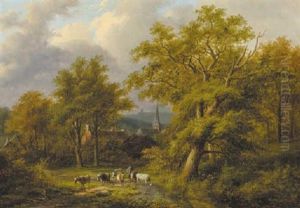 A Wooded Landscape With A Herdsman With Flock A Wooded Landscape With A Herdsman With Flock