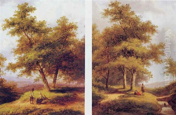Travelers Resting Along A Wooded Path - view 1