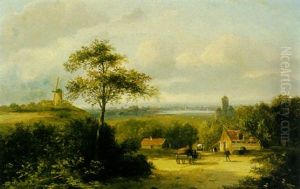 Peasants On Horse-drawn Carts In A Summer Landscape