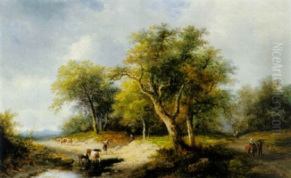 Travellers And Herdsmen In A Summer Landscape - view 1