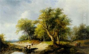 Travellers And Herdsmen In A Summer Landscape by Jan Evert Morel the Younger