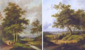 A Wooded River Landscape With Travellers A Wooded River Landscape With Travellers