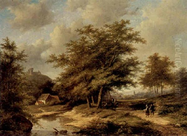 Figures In A Wooded Landscape - view 1