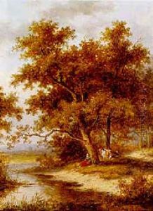 Figures On A Bank In A Wood Landscape by Jan Evert Morel the Younger