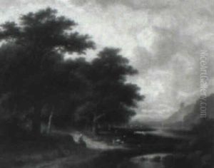 Fluslandschaft Mit Weidenden Kuhen by Jan Evert Morel the Younger