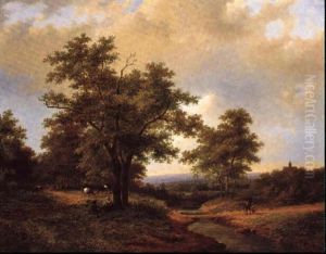 Countryfolk And Cattle In A Wooded River Landscape Countryfolk And Cattle In A Wooded River Landscape
