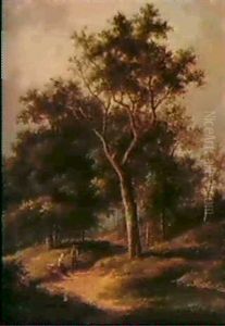 A Couple Resting On A Woodland Path A Couple Resting On A Woodland Path