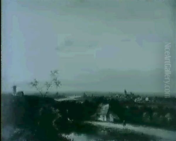 A View Of A Town In An Extensive River Landscape - view 1