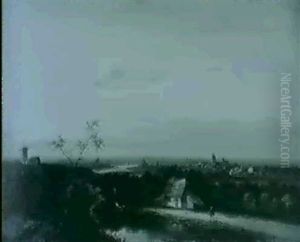 A View Of A Town In An Extensive River Landscape by Jan Evert Morel the Younger