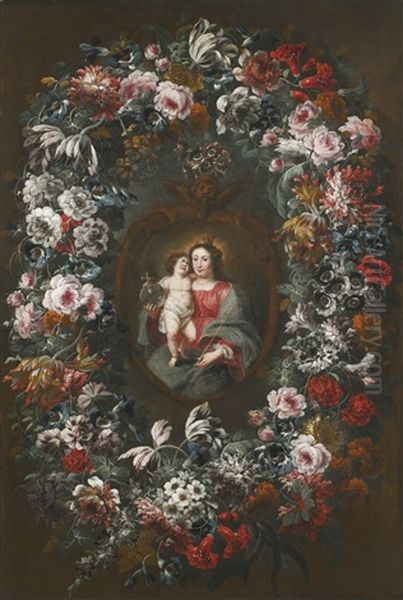 The Madonna And Child In A Floral Garland - view 1