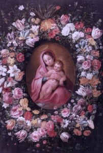 A Garland Of Tulips, Irises, Roses, A Crown Imperial And Other Flowers Surrounding The Madonna And Child A Garland Of Tulips, Irises, Roses, A Crown Imperial And Other Flowers Surrounding The Madonna And Child