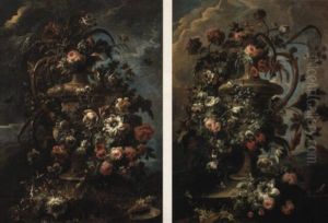 Still Lifes With Flowers In Vases by Jean-Baptiste Morel