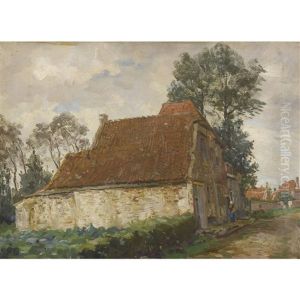Landliche Strassenpartie Mit Bauerin by Willem Ferdinand Abraham Isaac (Vaarzon) Morel