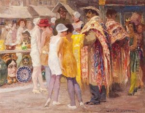 Market Scene In Middelburg by Willem Ferdinand Abraham Isaac (Vaarzon) Morel