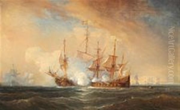 The Maltese Fleet In A Naval Battle - view 1