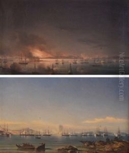 Dos Escenas Del Bombardeo De Bormarsund (pair)
