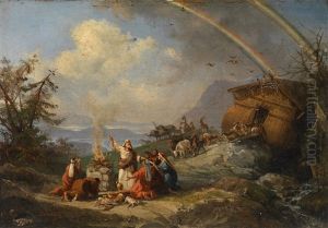 Dankgebet Nach Verlassen Der Arche Noah by Domenico Morelli