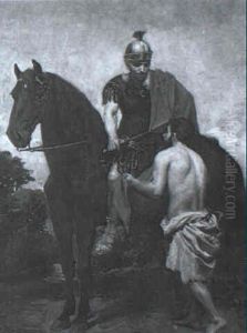 San Martin Entregando La Capa by Jose Moreno Carbonero