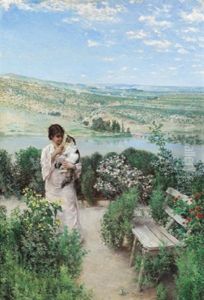 Im Blumengarten Vor Weiter Landschaft Bei Toledo by Matias Moreno