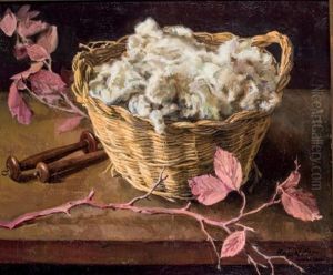 Bodegon Con Cesta Y Algodon by Rafael Moreno