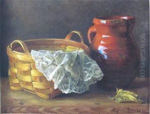 Rustic Still Life With Terracotta Jug And Basket And Untitled (2 Works) by Rafael Moreno