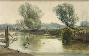 Paisaje Con Laguna Y Patos by Jaime Morera y Galicia