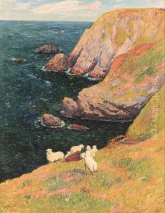 Falaises Et Moutons A Groix by Henry Moret